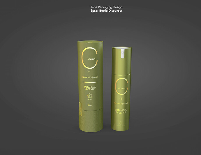 Green Spray dispenser bottle + green tube packaging with gold print 06-07-2020 (1)