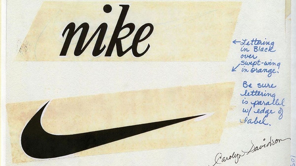 The original Nike logo proposal by designer Carolyn Davidson