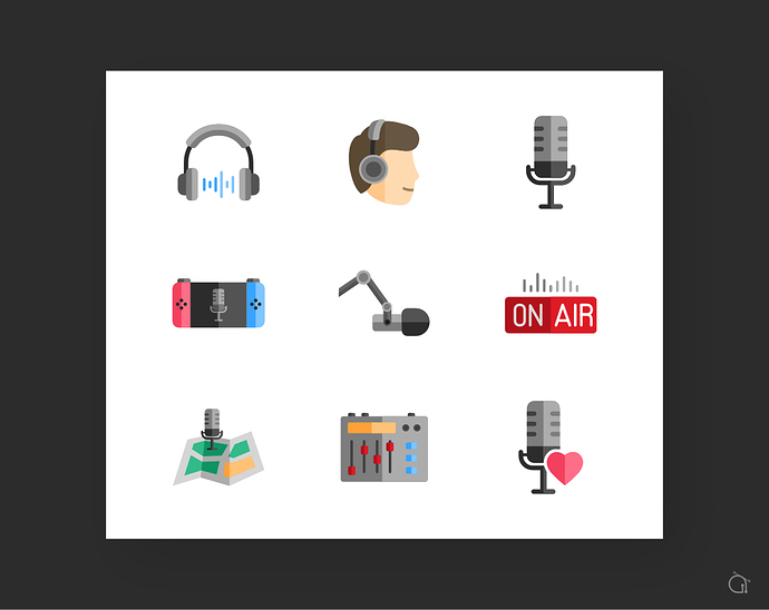 Podcast icons set