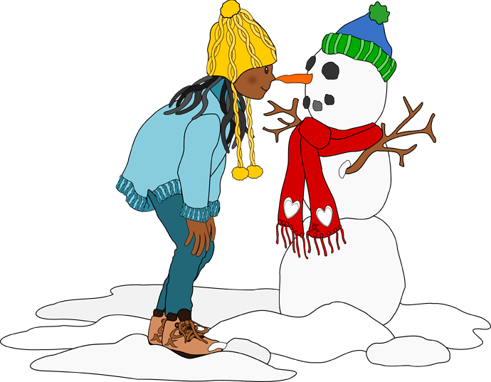 Winter Girl with Snowman