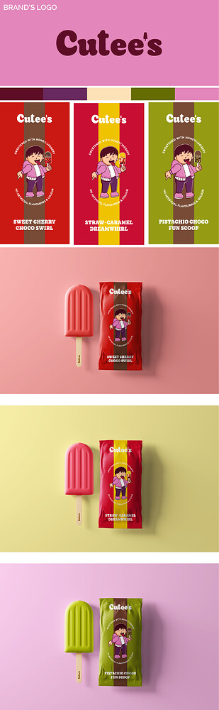 cutee's logo and packaging sample