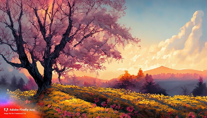 Firefly tall mountain cherry trees sunset 83905