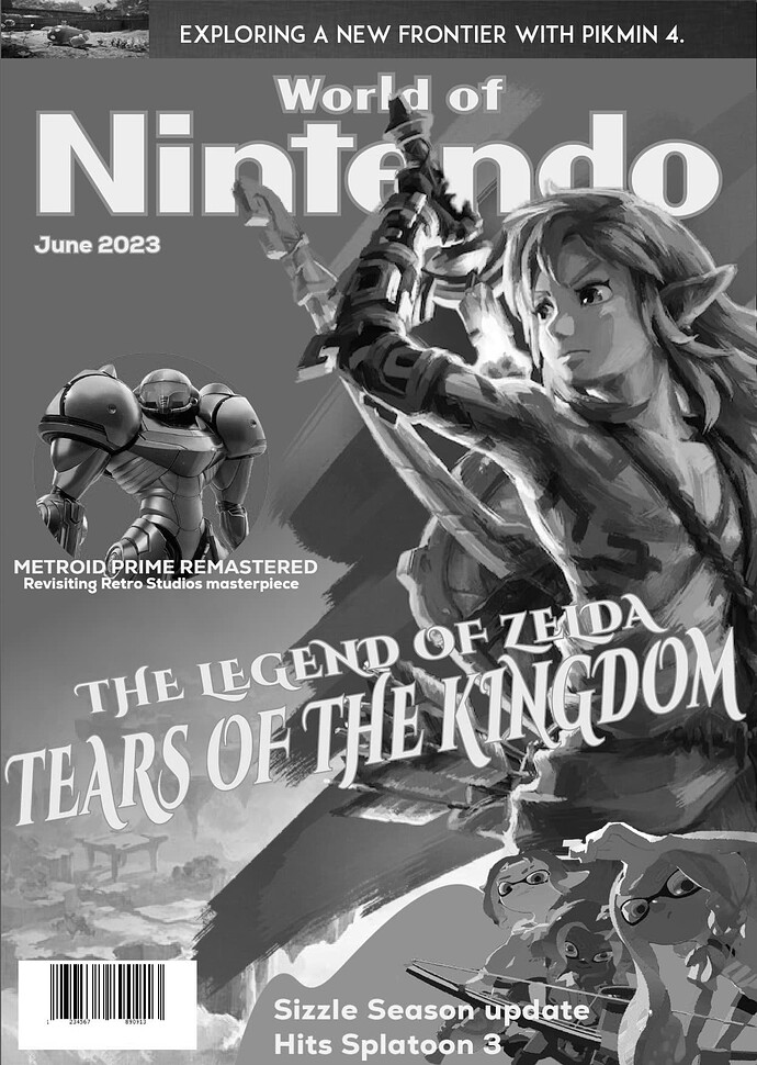 Nintendo World Magazine Cover WIP (UPDATED 2.0) Grayscale