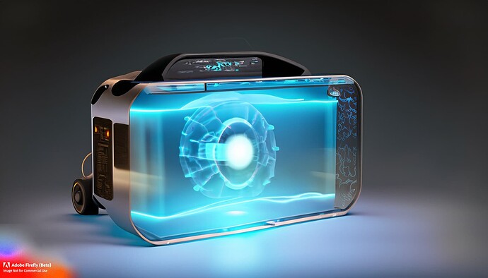Firefly_small+futuristic holographic portable projector transparent screen that projects holographic images and videos in mid-air_photo,steampunk_92760