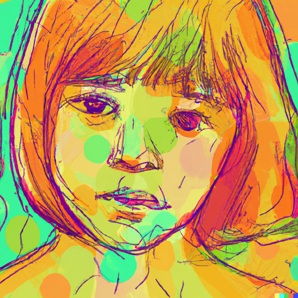 DALL·E 2023-03-30 23.07.44 - ABSTRACT ART sad girl up close face bright colors