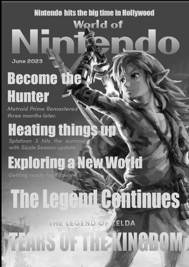 Nintendo World Magazine Cover WIP (Grayscale)