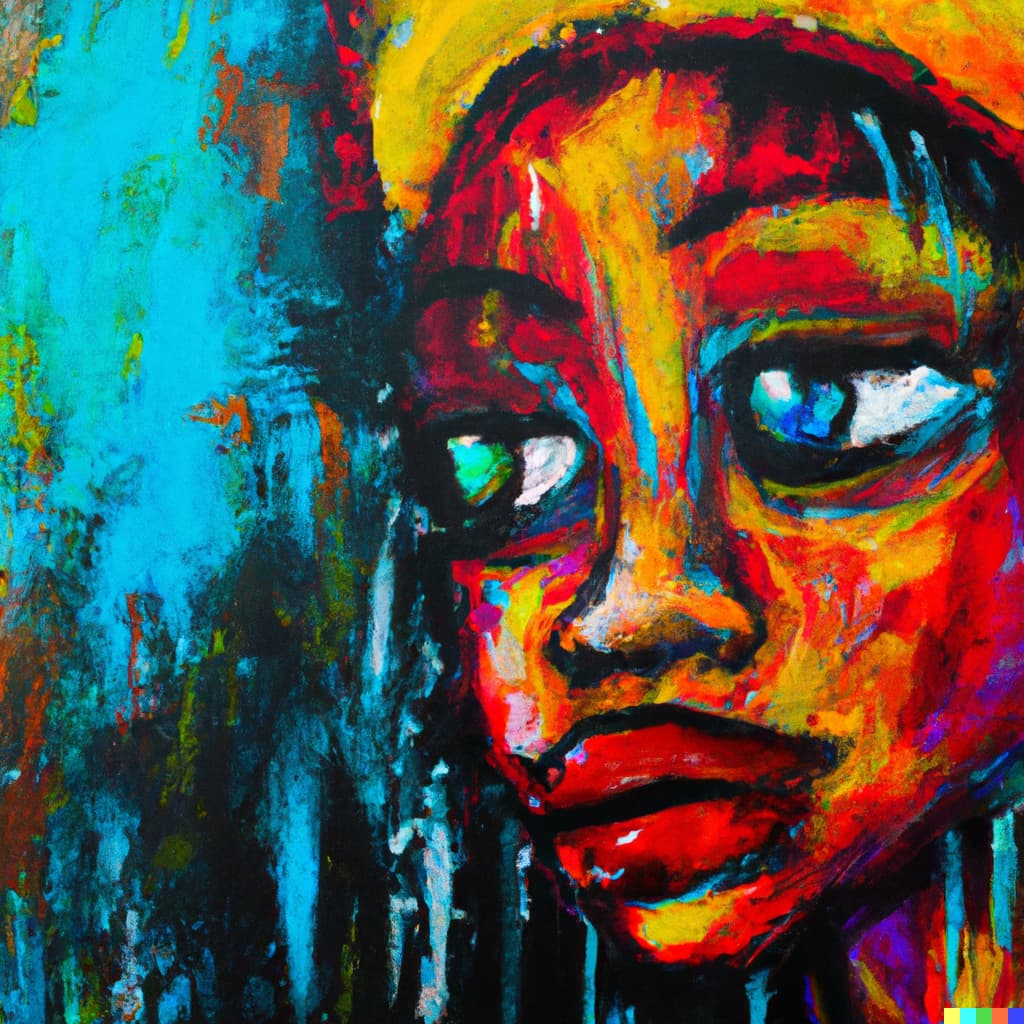 DALL·E 2023-03-30 23.07.47 - ABSTRACT ART sad girl up close face bright colors