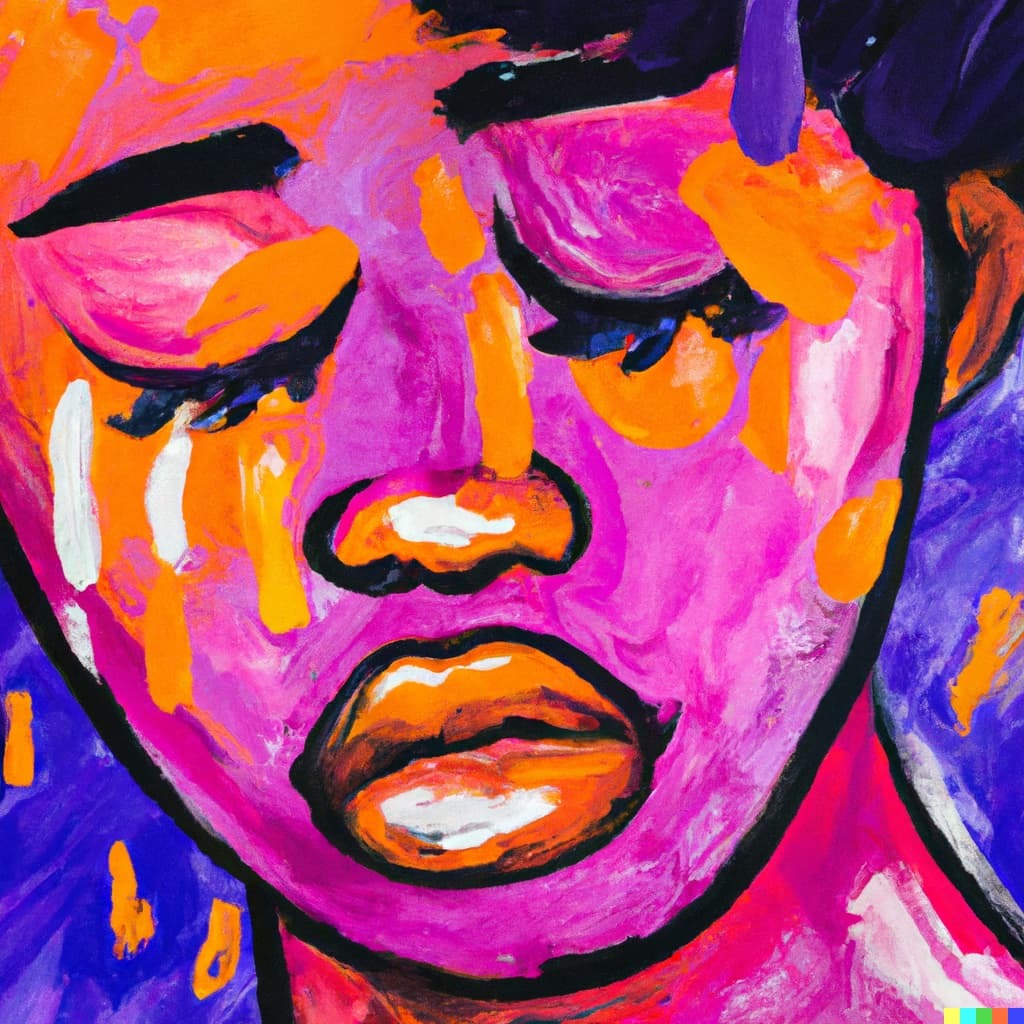 DALL·E 2023-03-30 19.00.11 - sad girl crying abstract art that represents with bright colors